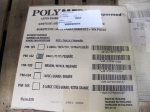 LOT TO INCLUDE: (7 BOXES/15-20 PACKS PER BOX, 100 GLOVES PER PACK) MEDIUM SIZED BLUE NITRILE GLOVES, (6 PACKS) SAFEGRIP POWDER FREE LATEX EXAMINATION GLOVES, (4 BOXES) SMALL POLYMED LATEX EXAMINATION GLOVES, (3 BOXES) AMBIDEX EXAMINATION GLOVES. LOADING & HANDLING FEE $15-4215